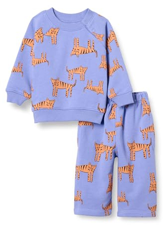 Amazon Essentials Conjunto unisex de sudadera y pantalones deportivos de rizo francés para bebé, paquete de 2, tigre melón morado, 3-6 meses