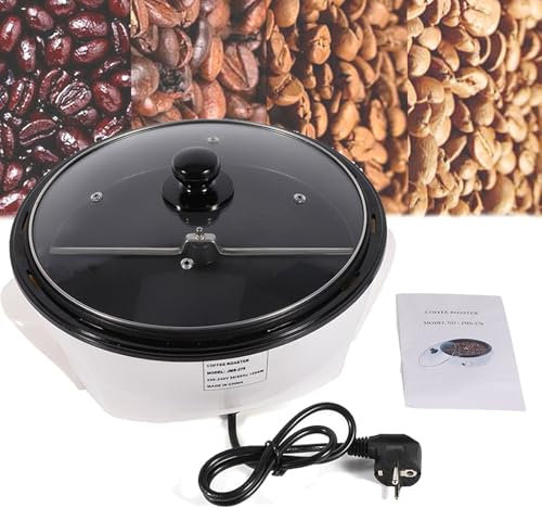 WhAeoy Torréfacteur À Café Électrique 800 G, Torréfacteur À Café Domestique, avec Couvercle en Verre (4 Trous De Ventilation), Réglage De La Température De 0 À 240 ℃, Chaleur Uniforme,A
