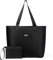 AOTIAN Große Faltbare Shopper Einkaufstasche für Damen Tragetasche mit Reißverschluss wiederverwendbar Handtasche Weiblich Umhängebeutel Schultertasche Strandtasche für Mädchen, Schwarz