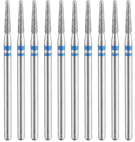 sourcing map Lot de 10 forets diamantés de 120 à 140 - Tête conique de 2 mm - Tige de 2,35 mm - Longueur : 10 mm - Outil rotatif pour pierre, céramique, verre, polissage, bleu