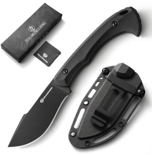 DRACHENADER L-Y Coltello Fisso Da Cintura, Full Tang, Lama Da 8, 8 cm In Acciaio 5cr13mov, Completo Di Fodero In Kydex, Completamente Nero