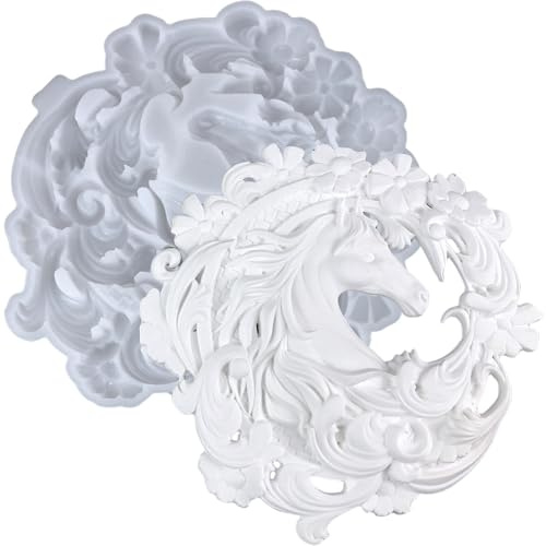 ALEFBET Silikonform Pferd, Silikonformen Gießformen Pferd, Silikon Gießform Ornamente, Gipsformen zum Gießen, Epoxidharz Formen Pferd Dekorationen (Statue Pferd)