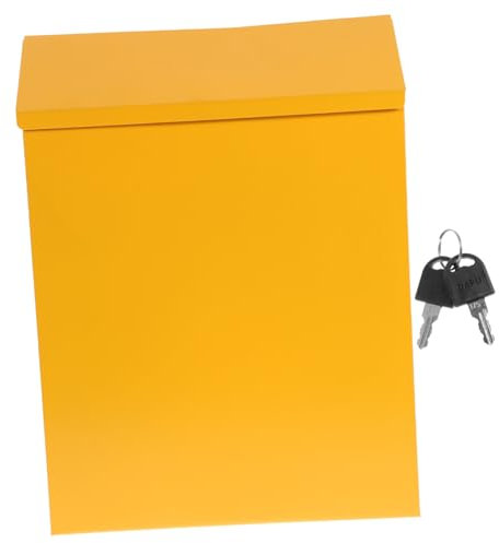 HYTROVE Wandmontierter Briefkasten Aus Eisen Mit Schloss Großer Amerikanischer Vorschlagsbox Gelb Für Büro Und Schule