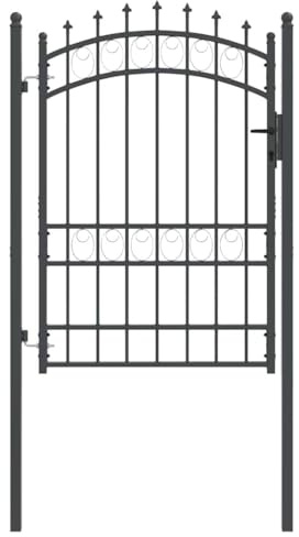 vidaXL Portail de clôture avec Pointes Gris 170 x 100 cm, Jardin et Terrasse, Rectangulaire, Portail Moderne, Portail Extérieur, Verrou à Clé, Barrière de Sécurité, Patio Décoratif