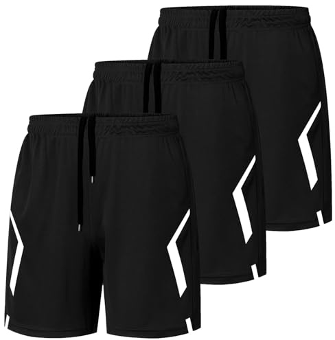 KENAIJING Lot de 3 Shorts de Sport Homme Séchage Rapide Poches Fitness Été | Lot 3 shorts homme tissu respirant séchage rapide, ceinture cordon ajustable, poches latérales pour course musculation tennis