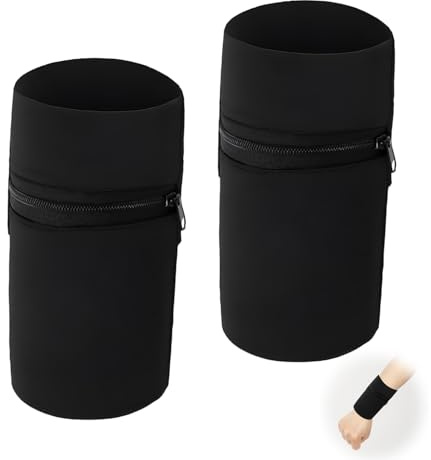 2 PCS Bandeau Poignet avec Poche Zippée pour Sport Running Activité
