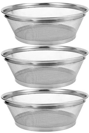 VALICLUD Lot de 3 Passoires en Acier Inoxydable Renforcé, Bassins à Double Vidange pour Fruits et Légumes, Paniers D'égouttage Polyvalents et Solide, Cuisine et Lavage Quotidien