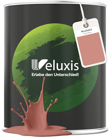 Veluxis Wandfarbe Rosa Braun Altrosa matt 2,5 L – Clay Rose | Innenfarbe mit Deckkraft Klasse 1, VOC-frei, ohne Grundierung, tropfarm, für Wohnzimmer und Schlafzimmer