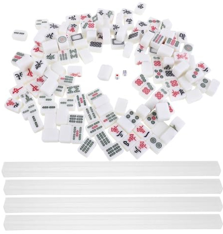 WOONEKY Mini Juego de Mahjong Portátil de Viaje 20 Mm, Set Pequeño con Fichas y 4 Palillos de Medición, Material de Alta Densidad, para Principiantes y Fiestas Familiares, Juego