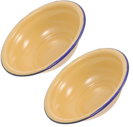 TOYANDONA Zuppiera Smaltata 2 Pezzi in Metallo Spesso, Ciotole da Brodo Retrò per Cucina Casalinga e Buffet