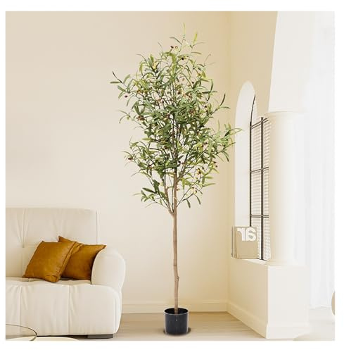 Olivo Falso Alto Con Hojas Realistas, Olivo Artificial Con Tronco Natural & Hojas Lujosas, Olivo En Maceta Para Decoración Hogar Salón Oficina(140cm/4.6ft)