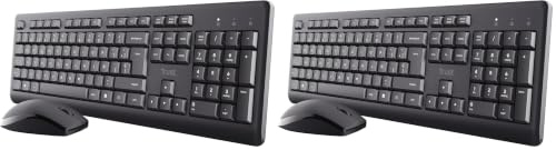 Trust Taro Pack Teclado y Ratón Inalámbrico QWERTY Español, Teclas de Perfil Bajo, Un Receptor USB, Ratón Ambidiestro, Resistente a los Vertidos, 70% Plástico Reciclado, Windows Mac PC Portátil, Negro