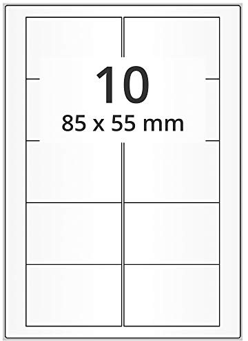 Laser-Etiketten auf A4 Bogen, weiß - 85 x 55 mm - 5.000 Papier Aufkleber auf 500 Blatt, selbstklebende Universal Klebeetiketten