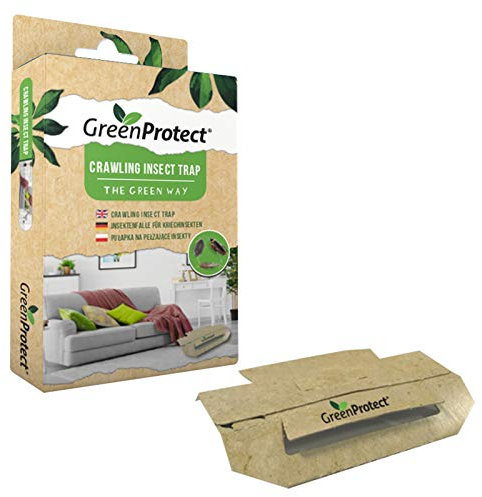 Green Protect Crawling Insect Trap - Sticky Cockroach Traps, Bed Bugs,Strong Adhesive Glue Traps for Invertebrate Pests, Safe Silverfish Killer for Home Garden Office - Pack of 3