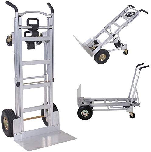 Carrello multifunzione 3 in 1, max 454 kg, in alluminio, pieghevole, per il trasporto