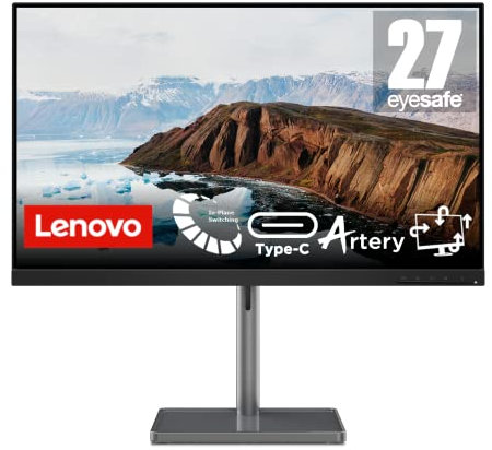 Lenovo L27m-30 27 Inch PC Monitor | FHD, 1080p, 75Hz, IPS, 6ms, HDMI and VGA, USB-C
