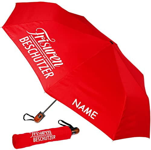 alles-meine.de GmbH Taschenschirm - AUTOMATIK - Frisurenbeschützer - rot - incl. Name - ø 100 cm - großer Regenschirm/Kinderschirm/Erwachsenenschirm - Automatikregenschir..