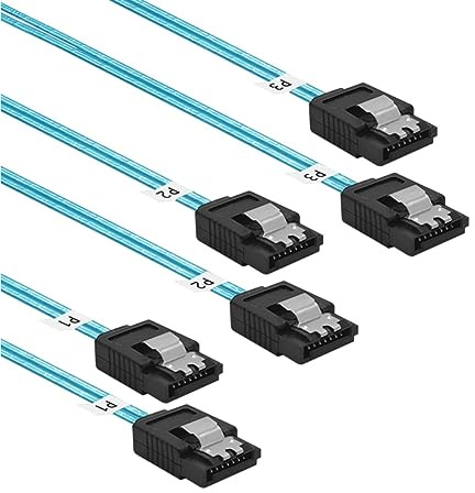 ADCAUDX SATA-III Cable:24 Inches,3 Pack Flexible Thin SATA Cable 2Ft Straight 6Gbps Data with Locking Latch for SSD, HDD, Hard Drives, Blue (0.6M)