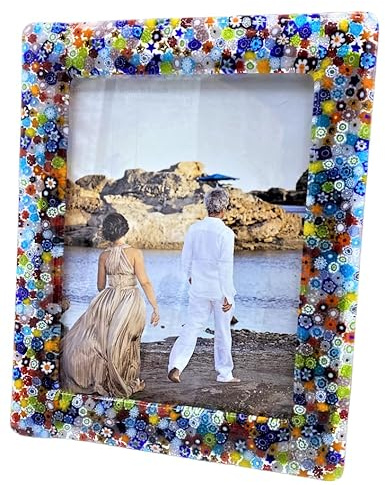 Marco de fotos de cristal de Murano y Murrine Millefiori Made in Italy (20 x 24)