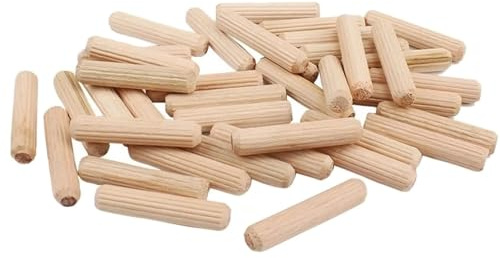 Wooden Dowels Premium Wood Plugs, Dowling, Tapered Pins, Fluted, Versatile 8mm x 40mm (Pack of 100)