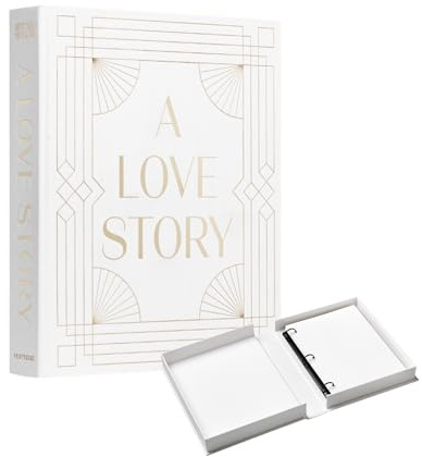 Printworks Wedding Album – A Love Story – White & Gold Coffee Table Book with 30 Pages – Large Album for 4x6 Photos with Writing Space – Elegant Gift for Couples