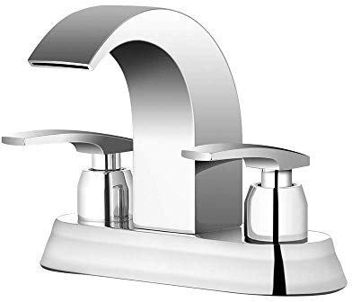 RajoNN Grifo Mezclador para Lavabo en Cascada Fregadero de baño Central Mezclador frío y Caliente Lavabo Fregadero para Lavabo con Doble manija Tocador de latón