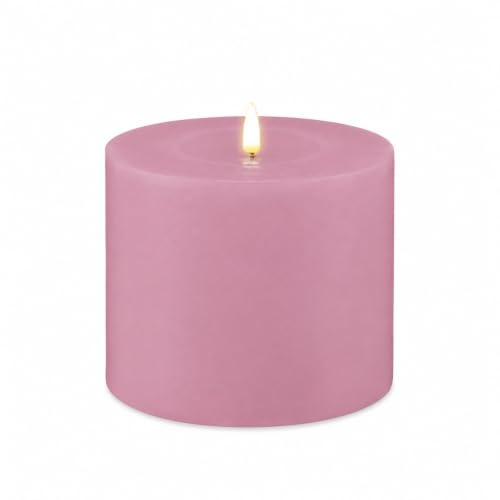 ReWu LED Kerze Deluxe Homeart, Lavendel, 10 x 10 cm | Indoor, Echtwachs, Realistische Flamme, Echtwachsspiegel, Warmweißes Licht