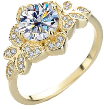 LOEXZAH Anillos de moissanita de oro de 2 quilates para mujer, anillos de boda de plata de ley con diamantes para mujer, anillos de boda para mujer, anillos de boda para promesa, aniversario, regalo