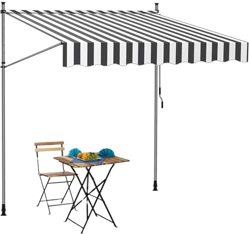 Tenda Da Sole Manuale con Manovella, Terrazza Arrotolabile, Tenda Da Sole con Braccio Avvolgibile, Tessuto Impermeabile E Resistente Ai Raggi UV, Perfetto per Balconi E Terrazze(Francia,200x120cm)