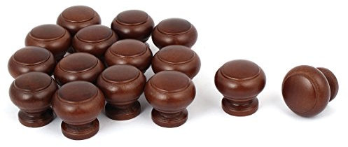 sourcing map Pomello in legno marrone scuro per cassettiera, cassettiera, armadio, 27 x 25 mm, 15 pezzi