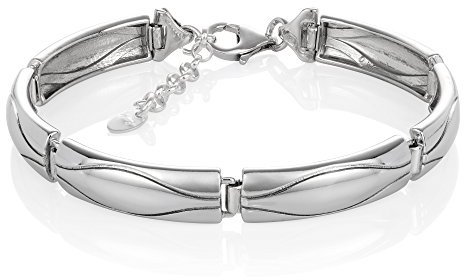 LillyMarie Breites Sterling Silber Armband Mit Wellenmuster Und Karabinerverschluss