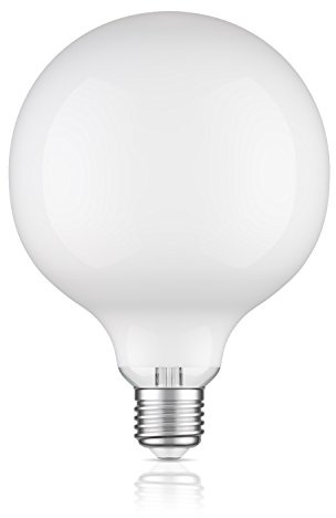 ledscom.de E27 LED Leuchtmittel, G125, warmweiß (2700 K), 6,2 W, 845lm, Milchglas extra matt
