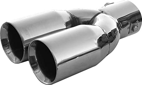 Auspuffblende Doppelrohr Endrohr Edelstahl Auto Endrohrblenden Auspuffendrohr Auspuffrohr Tuning Universell Schalldampf Blende Sport Rund Chrom Auspuffspitzen