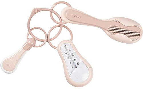 Béaba BÉAB, skötselset för spädbarn och barn, 1 x badtermometer + 1 x nagelklippare + 1 x kam/hårborste – rosa