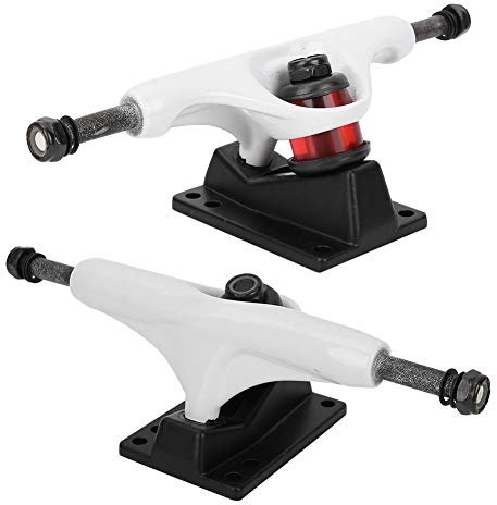 2 Stück Skateboard Achsen Set, ​​5 Zoll Weiß Aluminium Magnesiumlegierung Professionelle Longboard Brücke Skate Board Halterung für Anfänger