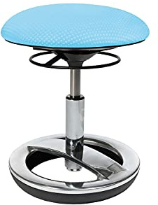 TOPSTAR SU89BT6 Sitzhocker Sitness Bobby für Kinder, Standfußring Alu poliert, Stoffbezug Aquarius Blau