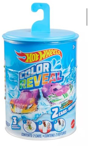 Hot Wheels HGP84 - Color Reveal 2er-Pack mit 2 Spielzeugautos mit Farbwechsel-Effekt durch warmes und kaltes Wasser, Spielzeug für Kinder ab 3 Jahren