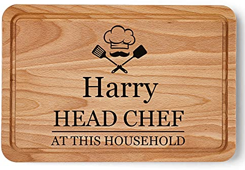 Personalised Chopping Board, Head Chef Household, Funy Gift for Dad Mum Him Her, New Home Gifts Accessories House Warming Gift