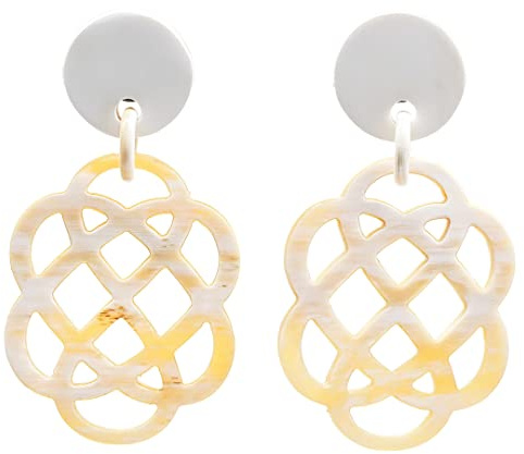 Feliss Damen Boho Ohrringe Ohrstecker hängend afrikanischer Schmuck aus 100% Horn. Große Ohrhänger in weiß, kleines Geschenk. Hippie earrings aesthetic