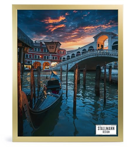 Stallmann Design Cadre photo 80 x 100 cm en bois doré avec verre acrylique - Largeur du cadre : 20 mm - Cadre amovible