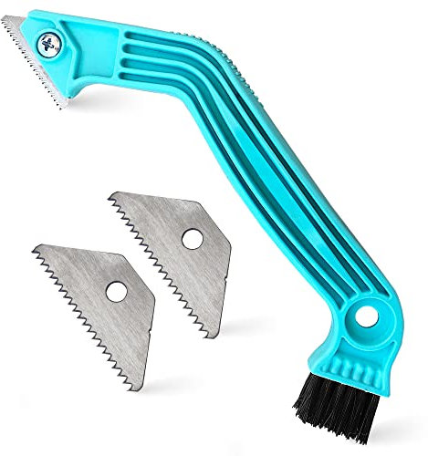 PentaUSA Raschietto per Fughe - Strumento Rimozione Malta e Sigillante per Piastrelle, Spazzola per Giunti, Rimuove Sporco e Sigillanti - 2 Lame Extra (Raschietto)