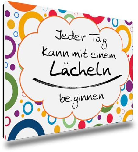 TRIOSK Kühlschrankmagnete Sprüche Magnet Motivation lustig mit Poesie Spruch Mit Lächeln beginnen Geschenk Zitat Weisheit für Kühlschrank Küche Büro stark eckig groß 85x55 mm