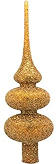 Puntale ornamentale (28x7cm) in vetro soffiato e decorato a mano per albero di Natale, oro