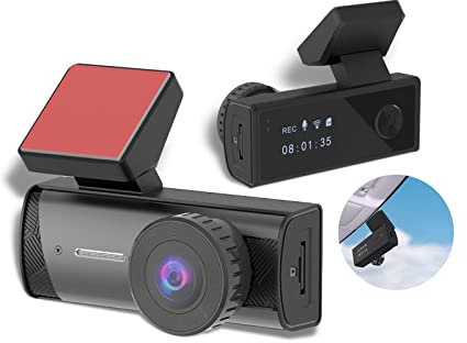 Dash Cam per Auto, Dash Camera WiFi 720P HD, Mini Dashcam con Visione Notturna Telecamera Auto con Display LCD da 1,09 Pollici, Vista Grandangolare 120 °, Controllo App, Funzione