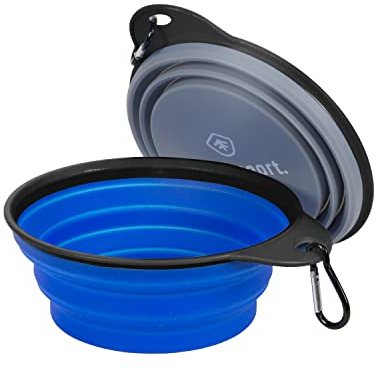Stansport Collapsible Silicone Bowls - Large - 2 Pack - Pet Dog Water Dish -34 fl oz - Travel Folding Expandable Camping Picnic Portable Compact Hiking Backpacking