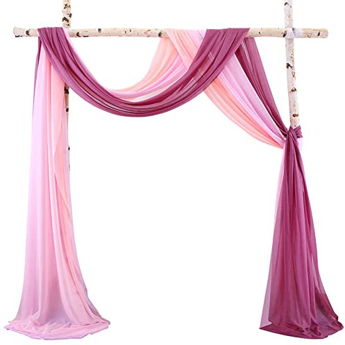 3 Stücke Hochzeit Bogenvorhänge Querbehang Freihanddeko für Traubogen,Hochzeitsbogen zum Aufhängen Voile Hochzeitsvorhänge Chiffon Hochzeitsdekoration Hintergrund Gardinen Vorhange Stil N 75x300 cm