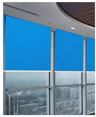 PHLEPS Home Trimmable Blackout Roller Blinds, Polyester Fabric Thermal Window Blinds, UV-Resistant, Up to 180cm, Easy to Install, for Office Bathroom Bedroom Living Room (Color : Blue, Size : 0.91x1