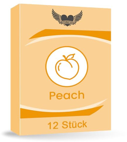Kondome mit Geschmack Pfirsich 52mm - 12 Stück Gefühlsecht Extra dünn Extra feucht Analverkehr Gleitfilm von Lovelyness