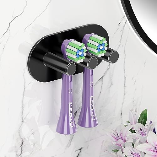 GGQ Zahnbürstenhalter Wand Ohne Bohren Elektrische Zahnbürste Halter, Aufsteckbürsten Halter, Selbstklebend Zahnbürstenkopf Halter für Bad Zahnbürsten Aufbewahrung (Schwarz, Klein)