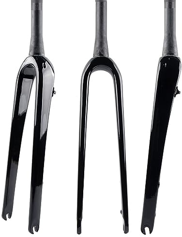 HIMALO Starre Gabel Aus Kohlefaser 700C*45C Gravel Gabel 1-1/8 Gerade/konisch Flach Scheibenbremse Rennrad-Gabel QR 9mm Leichtgewicht (Color : Tapered Glossy Black)